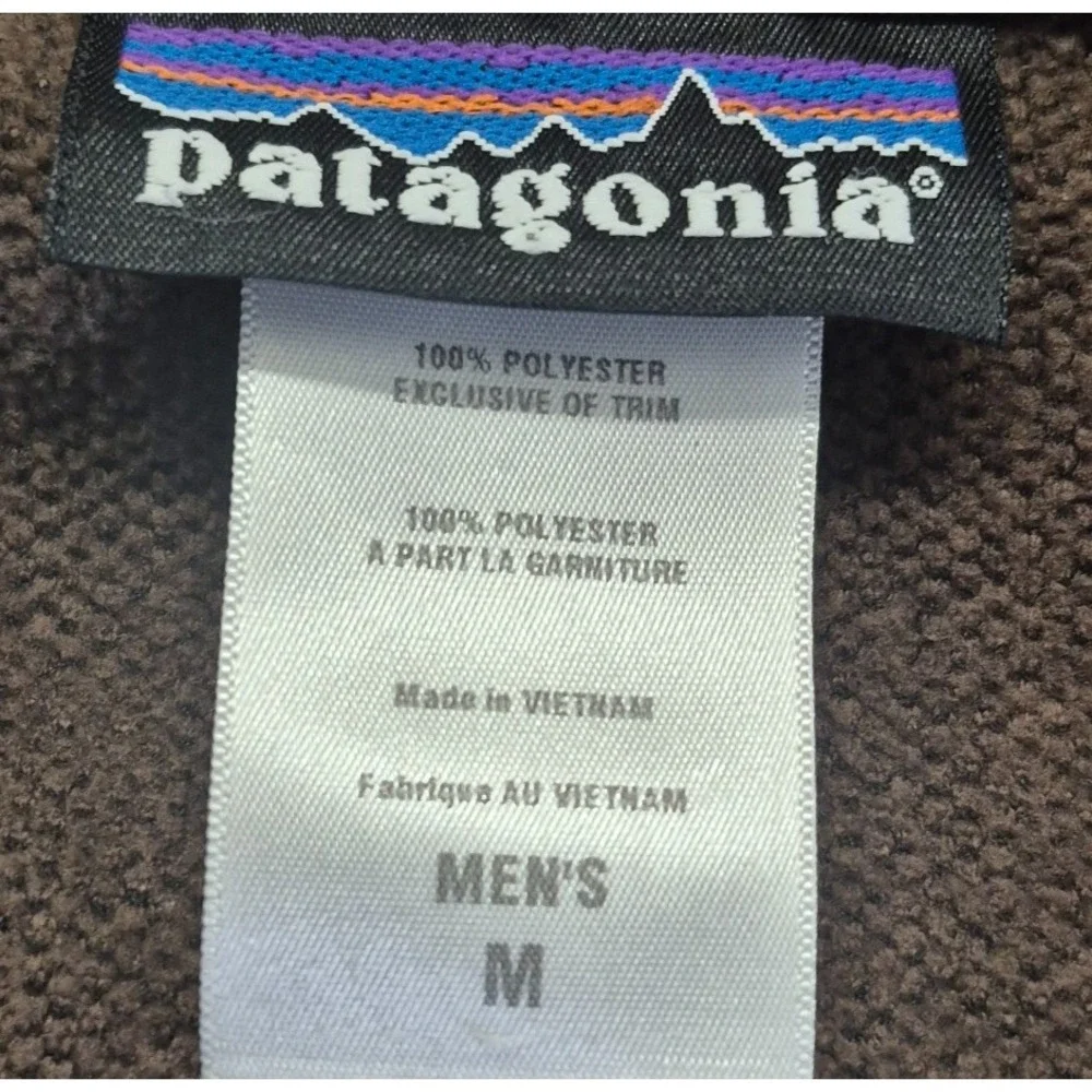 Patagonia men's Pique Knit fleece Jacket brown Full Zip Outdoors Size M 25780